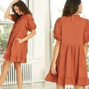 Universal Threads Orange Puff  Sleeved Empire waist Mini Dress Size Small